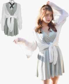 6XL(特大号)レディース 水着 3点セット 体型カバー フレアスカートのサムネイル