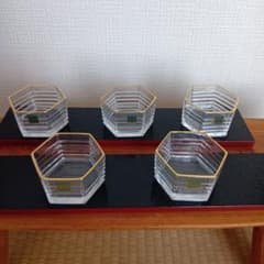 HOYA クリスタル 六角小鉢 5客セット 金彩 - メルカリ