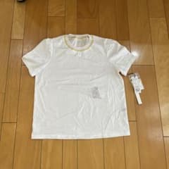 ホワイト 半袖Tシャツ ゴールドライン 袋刺繍のサムネイル