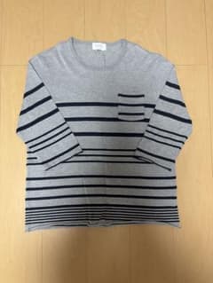FLISTFIA フリストフィア　ボーダー　七分袖 グレー　紺　Tシャツ　Ｌのサムネイル