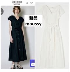 【新品】moussy リネンブレントワンピース　ドレス　ホワイトのサムネイル