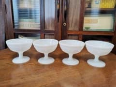 氷コップ 4ケ 昭和レトロ 大正 ウランガラス デザートグラス | Shop at