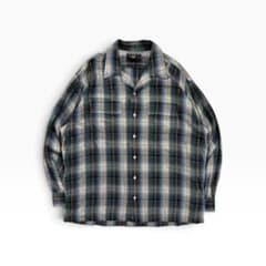 90s 三つ星タグ RRL レーヨン オープンカラー オンブレチェックシャツ