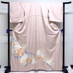 色留袖　刺繍　銀駒刺繍　牡丹　梅　青海波　亀甲　七宝　花菱　着物　019k 色留袖 刺繍 銀駒刺繍 牡丹 梅 青海波 亀甲 七宝 花菱 着物 019k