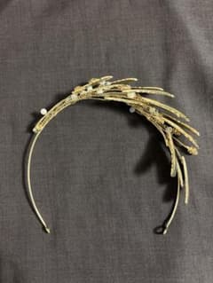 ゴールド フェザー ヘッドドレス ウェディングのサムネイル