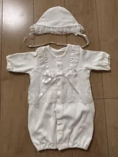 ホワイトドレス　セレモニードレス　ベビードレス　帽子付き 新生児　50-60cmのサムネイル