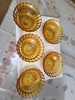 氷コップ 4ケ 昭和レトロ 大正 ウランガラス デザートグラス | Shop at