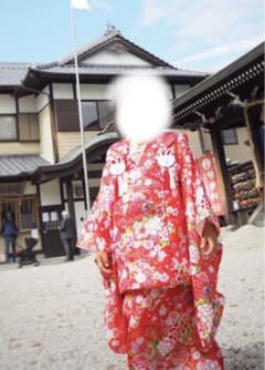七五三　3歳着物セット　サイズ100cm 赤　花柄　値下げしました。のサムネイル
