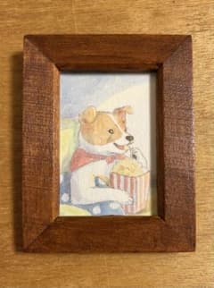 手描きミニ水彩原画 映画を観るジャックラッセルテリアのサムネイル