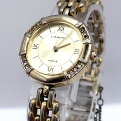 新品電池 稼働品 ランセル 12Pダイヤ ゴールド ドレスウォッチ