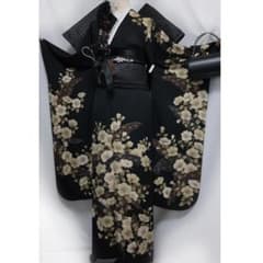 【良好】コムサデモード振袖6点セット160cmブラック系フルセット成人式Kh02 良好】コムサデモード振袖6点セット160cmブラック系フルセット成人式