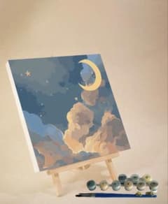 数字で描く 絵画キット 三日月と雲 20cm×20cmのサムネイル