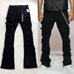 【専用】valabasas スタックフレアスリムカーゴデニム 新品 M valabasas バラバサス スタックフレアデニム カーゴフレア デニムタグM