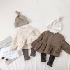 新品 ♡ リネン 長袖ブラウス 80cm ブラウンのサムネイル
