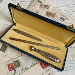 0226B フランスアンティーク シルバープレート ステーショナリーセット