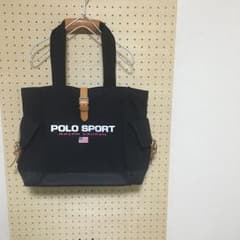 90s vintage POLOSPRT キャンバス×レザー バッグ ネイビーのサムネイル