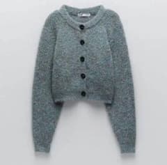 ZARA クロップド丈ウール混カーディガンニット カーディガン ブルーのサムネイル