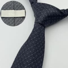 美品✨Dior ディオール CDロゴ 総柄 シルク ネクタイ グレー