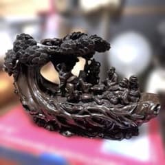 中国美術 八仙 布袋尊 松の木 彫刻 置物 縁起物 アンティーク