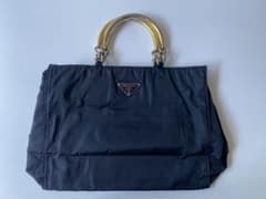 PRADA プラダ ナイロン ハンドバッグ 濃紺 ゴールド金具 三角ロゴのサムネイル