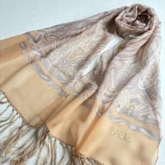 3-37.美品 BASILE ペイズリーモチーフ　シルク　フリンジストール