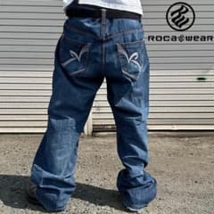 ROCAWEAR 刺繍ロゴ バギー デニム 極太 Y2K W38 - メルカリ