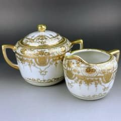 オールドニッポン SNB 名古屋 金盛り シュガーボウル クリーマー 金彩 オールドニッポン SNB 名古屋 金盛り シュガーボウル クリーマー