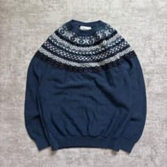 Nolley's Nordic Pattern Knit Sweater, Dark Blue, Y2K City Boy
