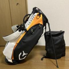 訳あり VESSEL ベゼル キャディバッグ 白 黒 オレンジ スタンド