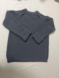 グレー リブ編み 長袖ニットのサムネイル