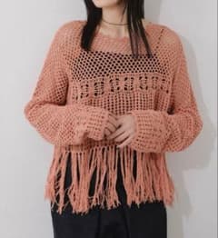 kastane フリンジハンドクロシェト ップス ピンク FREEのサムネイル