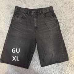 GU メンズ デニム ショートパンツ ブラック XL ジョーツ　ダークグレーのサムネイル