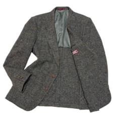D'Urban tailored jacket, tweed windowpane pattern, gray wool, size L