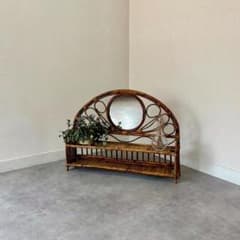 ヴィンテージ ラタン 飾り棚 シェルフ籐製 鏡台 籐家具 レトロ - メルカリ