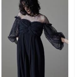 andresd niana フロッキードットパンツドレス オケージョンドレス S
