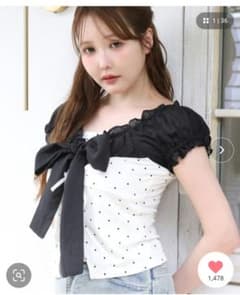 NICE CLAUP 다른 소재 도킹 리본 탑스