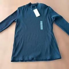 UNIQLO リブハイネックT ブラック L未使用タグ付のサムネイル