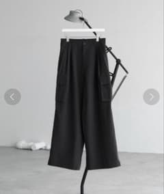 【remer】ルーズアウトタックワイドカーゴパンツ ブラック Mのサムネイル