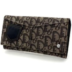 【ヴィンテージ 】◇ディオール◇ トロッター / キャンバス×レザー / 長財布 OLD Dior トロッター柄キャンバスレザー長財布（青） - メルカリ