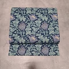 開き名古屋帯 ウィリアムモリス アネモネ ブルー系×ウィローボゥ
