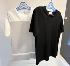 【CALVIN KLEIN】VネックTシャツ 黒白2枚セット Mのサムネイル