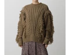 AZUL BY MOUSSY フリンジニット 長袖 カーキのサムネイル