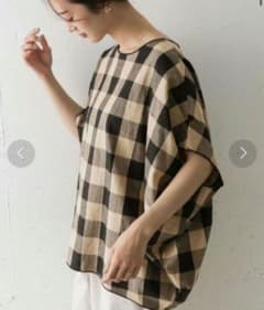 ミズイロインド ブロックチェックコクーンプルオーバー 綿麻 - メルカリ