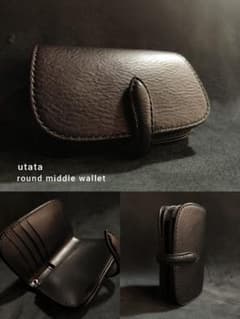 牛革 ミドルウォレット ブラック 姫路レザー オイルレザー 二つ折り