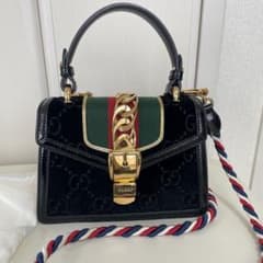 極美品 GUCCIベロア×レザーショルダーバッグ ハンドバッグ黒 2way 