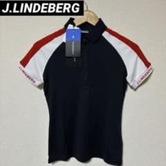 新品 J.LINDEBERG ポロシャツ ネイビー ホワイト レッド レディース