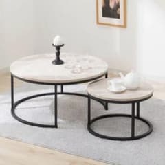 ニトリ ローテーブル セラミック ラウンドテーブル 大理石風 セット売