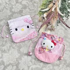 巾着袋 小物入れ ハローキティちゃん 和柄 フェイス サンリオ 七五三