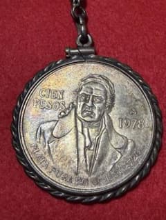 【長州】メキシコ　100ペソ銀貨☆1978年　925シルバーデザインリング付 長州】メキシコ 100ペソ銀貨☆1978年 925シルバーデザインリング付