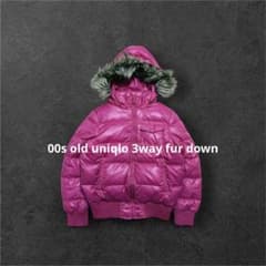 90s OLD UNIQLO ptffer down jacket Y2K 短丈 old uniqlo y2k ファーダウン 短丈 パープル S - メルカリ